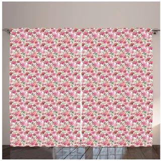 Abakuhaus Gardine Gardinen mit Schlaufen und Haken 140 cm x 2 Vorhangbahnen, Shabby Chic Spring Garden Roses rosa 280 cm x 145 cm