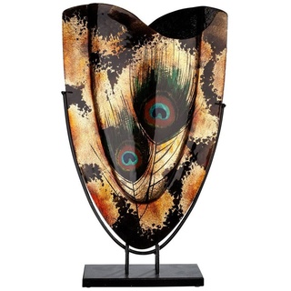 GILDE Dekovase GILDE Vase Peacock - braun-gold-schwarz - H. 58cm x B. 35cm braun|goldfarben|schwarz