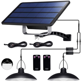 ENCOFT Solarlampen für Außen Hängelampe mit Fernbedienung IP65 Wasserdichte 4W Solar Pendelleuchte Außenbeleuchtung für Garten Camping mit 3M Kabel (2 Licht,Kaltes Licht, Schwarz)