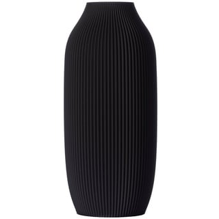3D Vase Dekovase Stella L 30cm Nachhaltige Deko Vase Pampasgras Trockenblumen Bodenvase, modernes Design schwarz