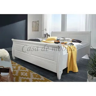 Doppelbett Landhaus 180x200cm NEAPEL Kiefer massiv weiß gewachst