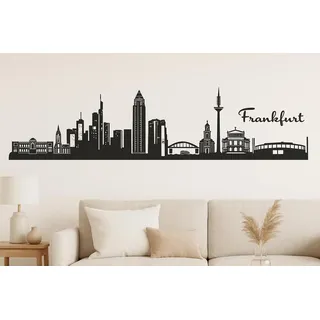 Frankfurt Skyline Wandtattoo, 130 x 30 cm, Selbstklebende Vinylfolie, Abnehmbar (Schwarz)