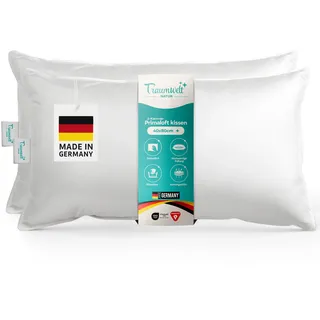 Traumwelt Natur Made in Germany Kopfkissen 40x80 cm, mit Primaloft Bio Mikrofasern-Füllung, weiß, Füllgewicht: 750g. Allergiker geeignet, Öko-Tex 100, biologisch abbaubar, Klimaneutral (2 Stück)