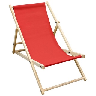ECD Germany Gartenliege Liegestuhl aus Holz mit 3 Liegepositionen Campingliege, 1 St., Sonnenliege Rot Klappliegestuhl 117x52x10cm Relaxliege rot