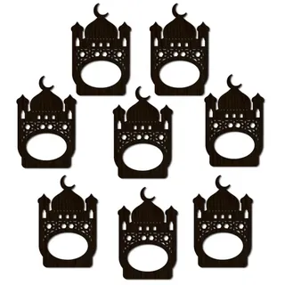 Seyila Home Ramadan Serviettenring Schwarz Holz, Tischdeko, Eid Mubarak, Ramazan Bayram (Serviettenring Schwarz)