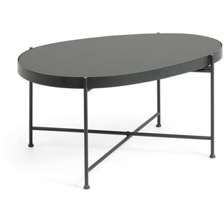 Ovaler Tisch in Schwarz Stahl Glasplatte