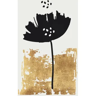 LIVING WALLS Fototapete "ARTist Black Poppy" Tapeten Vlies, Wand, Schräge Gr. B/L: 2 m x 2,8 m, schwarz-weiß (gold, schwarz, weiß) Fototapeten Blumen