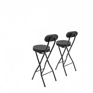 ZNLLQZN 2PCS Tragbarer Barhocker Klappbar HochstüHle, Klapphocker Barstuhl Hocker mit Lehne, für Küche, Bar und Outdoor-Aktivitäten, Belastbarkeit 125kg, Höhe 88 cm (Schwarz)