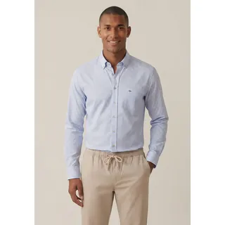 Langarmhemd FYNCH-HATTON, Herren, Gr. XL (56/58), N-Gr, blau (hellblau, kariert), Web, Obermaterial: 100% Baumwolle, kariert, bequem hüftbedeckend, hoch geschlossener Ausschnitt, 2-Knopf-Manschette, Hemden, bequeme Passform, aus reiner Baumwolle, mit Brusttasche