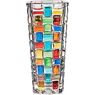 PromoHome® handbemalte gewebte Kristallvase – 19,5 cm runde Blumenvase für Tischdekoration