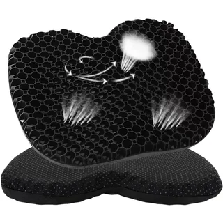 Aloskart Gelsitzkissen, Gelkissen Sitzkissen Groß, Sitzkissen Stuhl Orthopädisch, rutschfest, Atmungsaktiv,für Bürostuhl, Auto, Rollstuhl,48×38cm,Schwarz