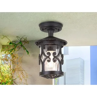 Außendeckenleuchte, Balkon Außenlampe Landhausstil, Terrassenbeleuchtung Schwarz - Schwarz