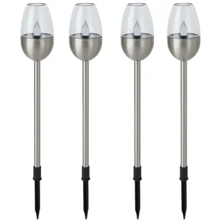 Dehner Solarleuchte 4er Set Edelstahl/Kunststoff Ø 6,1 cm Länge 41,7 cm silber
