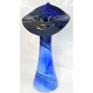 Vase schmale farbige Glasvase blau beige Weiss marmoriert für einzelne Lange Blumen mundgeblasenes Kristallglas Höhe ca. 33-36 cm Oberstdirfer glashütte