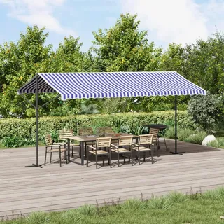 Festnight Standmarkise Freistehend Markise 5x3 m Gartenmarkise Klemmmarkise Sonnenschutz Garten Markise Terrassen Pergola Terassenüberdachung Weiß