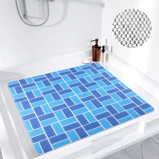 Duschmatte rutschfest, Duschmatte Luffa, Quadratisch Duscheinlage Badewannenmatte rutschfest, Massage Duschmatten mit Ablauflöchern, antirutsch Badematte für Nassbereiche (Tile)