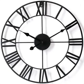 Goliving Wand-Uhr groß XXL - Küchenuhr geräuschlos - Wall Clock Industrial Design - Badezimmer-Uhr batteriebetrieben - Wanduhr römische Ziffern - 40 cm Durchmesser