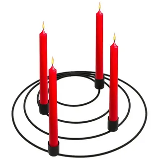 Spetebo Kerzenständer Adventskranz schwarz aus Metall Ringen - 29 cm (Pack., 1 St., 1), Modernes Design mit eleganten Metallringen schwarz