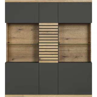 VCM Vitrine Norris 131 x 38 x 147 cm Anthrazit/Evoke Eiche