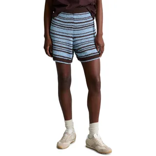Shorts MARC O'POLO DENIM "aus garngefärbtem Bändchengarn", Damen, Gr. L, Normalgrößen, schwarz braun, Obermaterial: 81% Baumwolle, 19% Polyamid, gestreift, regular fit extrakurz, Hosen Shorts