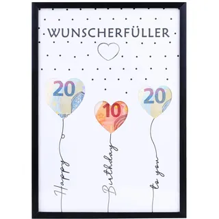 EngGlück Wunscherfüller Geldgeschenk Geburtstag Bilderrahmen, Geschenke zum Geburtstag, Lustige Geldgeschenke Verpackung Geld Geschenk Mann Frau Größe Din A4 (W-B)