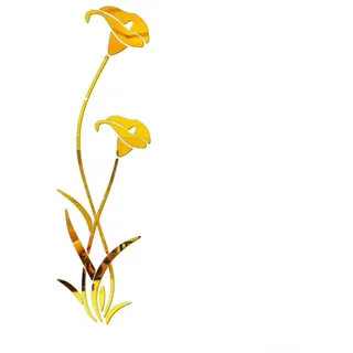 HEIBTENY Spiegel Aufkleber Spiegelfliesen Selbstklebend Garderobenspiegel Spiegel Wandaufkleber, DIY Künstliche Blumen Dekoration Aufkleber Aufkleber Dekor Wandbild(Gold)