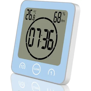 Digital Badezimmeruhr Duschuhr Wasserdicht mit Saugnapf Thermometer zum Hinst...