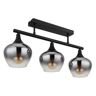 GLOBO Deckenleuchte 3-Flammig Rauchglas schwarz/matt