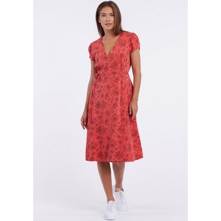 Ragwear Sommerkleid LOWENNA Ausschnitt mit Wickeleffekt und Taillen Bindeband rot
