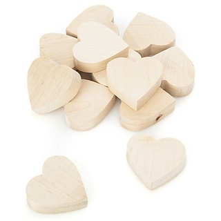 Herzen aus Holz, 4 cm, 12 Stück