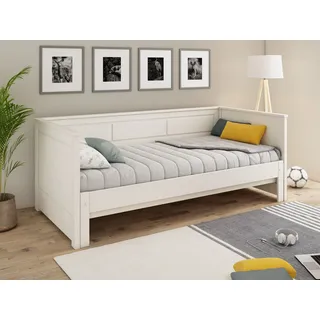 Funktionsbett OTTO HOME " ERIK " Daybed, Gästebett, Kinderbett, Massivholz (Kiefer)", weiß, kein Härtegrad, Daybetten, 2. Schlafplatz ausziehbar, moderner Landhausstil, Schublade optional