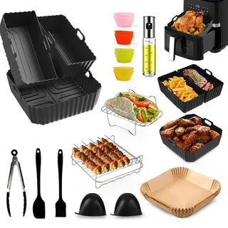 3 Stück Airfryer Silikonformen 4,58L Heißluftfritteuse  Wiederverwendbare Bac...