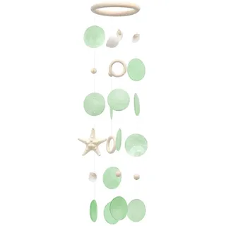 Ubric Sea Shells Wind Chimes Grüne Muscheln Windspiel mit Seestern Coastal Style Decor für Indoor / Outdoor Garden Decor, großes Geschenk für Frauen