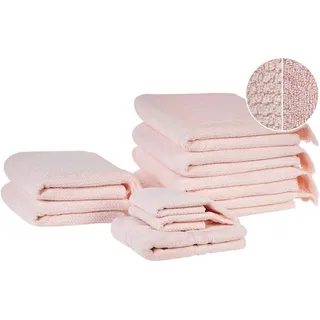 Beliani Atiu Handtuchset 9-tlg. pastellrosa