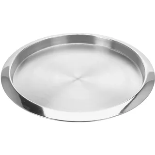 Edelstahl Tablett ø 35 cm Silber Serviertablett Rund Frühstückstablett Dekotablett Kellnertablett