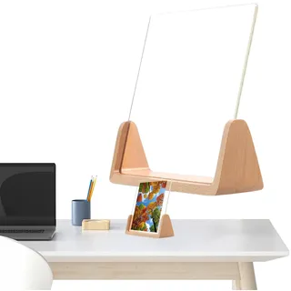 Desktop Picture Frame - Wood u Shaped Photo Display, Rustic Home | Decoration, Modern Clear Acrylic Panel Frame | Stylish Tabletop Showcase for Family Memories Office Desk Living Room Decorati