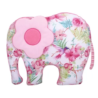 ELEFANT Plüschtier Kuschelkissen BOBO Baumwolle/Minky - rosa Blumen - Rosa