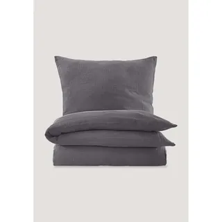 Hessnatur Musselin Bettwäsche-Set in anthrazit | Gr.: 135 x 200 + 80 x 80 cm