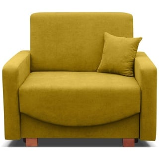 Konsimo Sessel INCA Sessel, mit Bettkasten, Massivholzbeine, Seitentasche, Schlaffunktion gelb