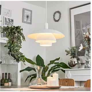 hofstein Hängeleuchte »Parona« moderne Hängelampe aus Metall in Weiß, ohne Leuchtmittel, Leuchte im skandinavischen Design (38cm), Höhe max. 114, 5cm, E27 weiß