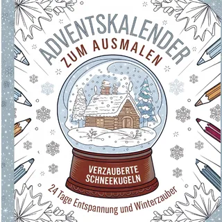 Bookmundo Adventskalender zum Ausmalen Verzauberte Schneekugeln 24 Tage