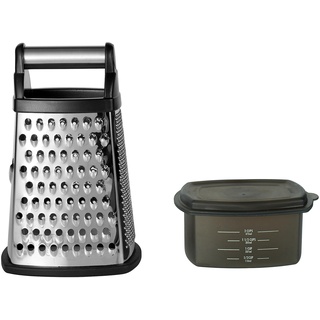 KitchenAid KN300OSOBA Gourmet 4-seitige Edelstahl-Reibe mit abnehmbarem Aufbewahrungsbehälter, Schwarz