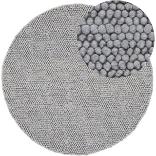 Teppich Calo, carpetfine, rund, Höhe: 16 mm, Handweb Teppich, Uni-Farben, meliert, handgewebt, 70% Wolle grau Ø 80 cm x 16 mm