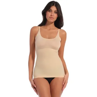 Shapingtop MAGIC BODYFASHION, Damen, Gr. XXL, braun (latte), Obermaterial: 83% Polyamid, 17% Elasthan, unifarben, figurbetont hüftbedeckend, tiefer Rundhals, Tops, mit verstellbaren Schulterträgern