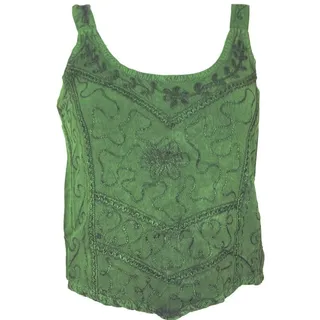 Guru-Shop T-Shirt Besticktes Top Boho chic, Hippie Top - grün Festival, Ethno Style, alternative Bekleidung grün