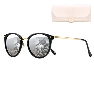 Cleoxyge Polarisierte Sonnenbrille Damen-Herren,Vintage Elegant Metallrahmen UV400-Schutz Outdoor Für Angeln Fahren Reisebrille Mode Sonnenbrille (Polarisierte Silber Lens)