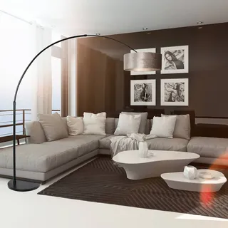 Steinhauer Bogenlampe Sparkled Light, schwarz, für Wohn- / Esszimmer, Metall, Modern, Stehlampe - cm - cm - 230 cm