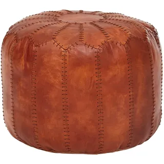 FineBuy Sitzhocker Echtleder 52 x 40 x 52 cm Braun