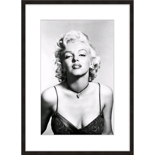 artissimo Bild mit Rahmen Bild gerahmt 51x71cm / schwarz-weiß Poster mit Rahmen / Marilyn Monroe, Film-Star: Marilyn Monroe schwarz