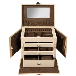 Friedrich23 Schmuckkasten / Uhrenbox aus Leder Cordoba XL beige